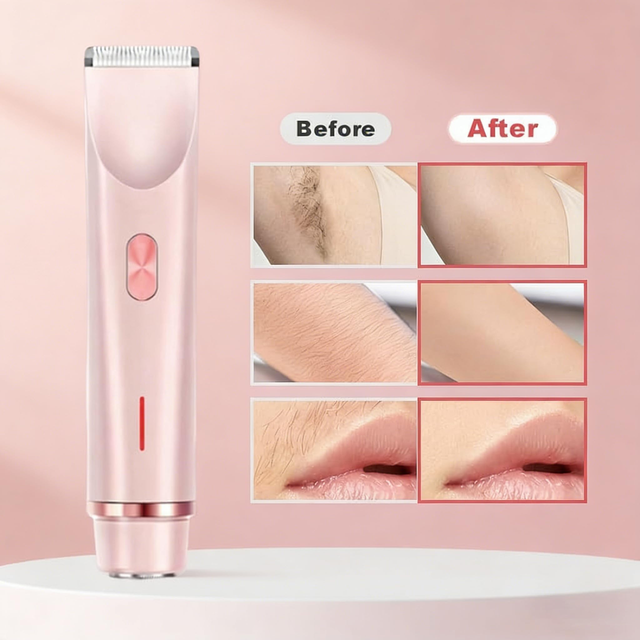 Bikini Trimmer for Women, 2 in 1 Electric Razors, Wet Dry Use, IPX7 Waterproof Rechargeable Bikini Shaver with Ceramic Cutting Head, 120 Min Cordless Runtime, Pink