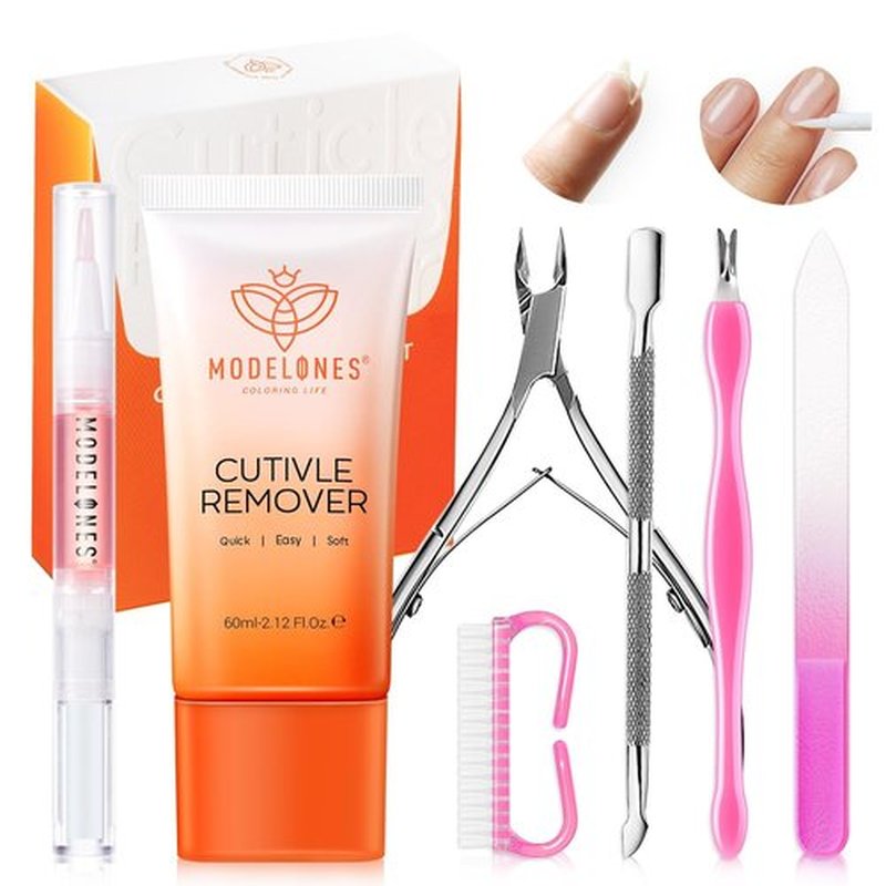 Modelones Cuticle Remover Kit - Complete Cuticle Care Set with Trimmer, Oil & Nipper for DIY Manicure