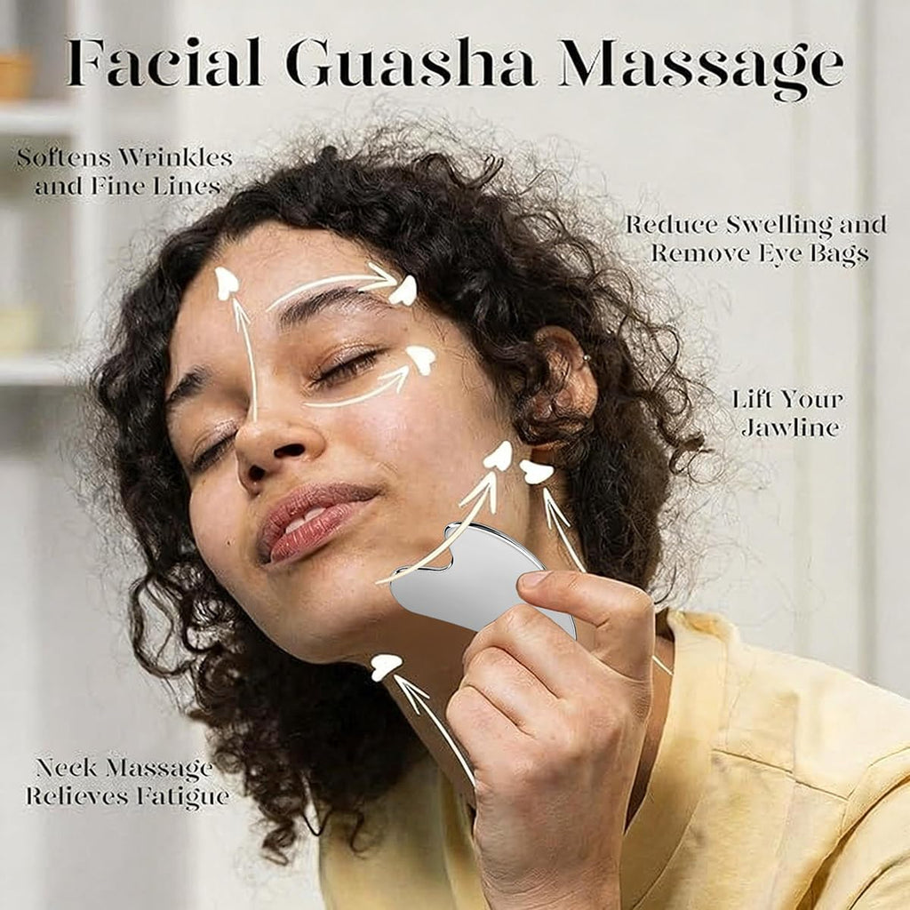 2 PCS Set Lymphatic Contour Face Brush,Stainless Steel Guasha Tool,Lymphatic Drainage Massager for Face,Ergonomically Designed to Fit The Skin Precisely and Relieve Fatigue,Skincare Gift for Women