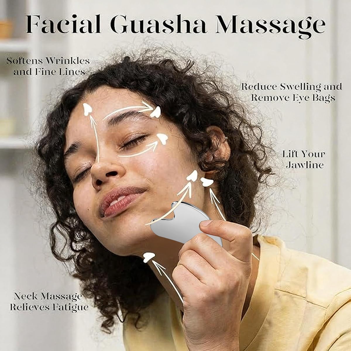 2 PCS Set Lymphatic Contour Face Brush,Stainless Steel Guasha Tool,Lymphatic Drainage Massager for Face,Ergonomically Designed to Fit The Skin Precisely and Relieve Fatigue,Skincare Gift for Women