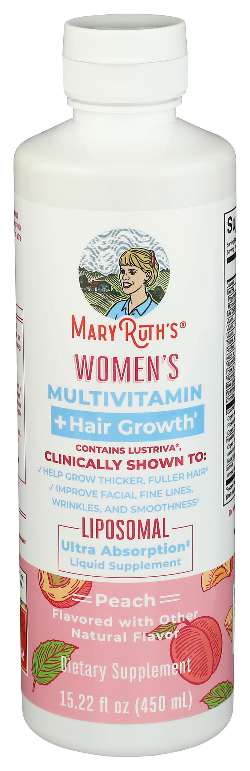 MARYRUTH'S Women's Multivitamin + Lustriva Hair Growth Liposomal | Biotin 10000mcg | Clinically Tested for Thicker, Fuller Hair, Improved Facial Fine Lines & Wrinkles | Ages 18+ | 15.22 Fl Oz