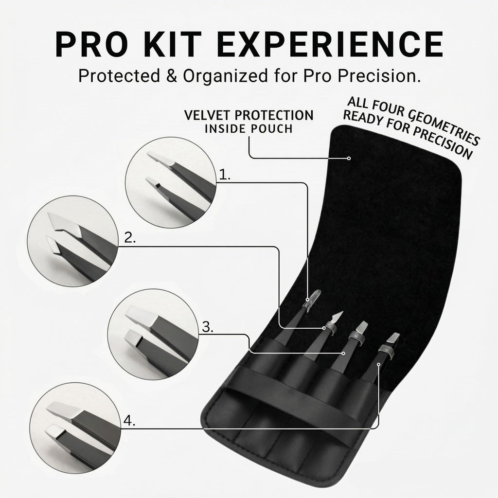 Shhhaz Professional Eyebrow Tweezers Set – Precision Slant, Pointed, Flat & Angled Tweezers for Women – Stainless Steel Facial Hair Removal Kit with Case