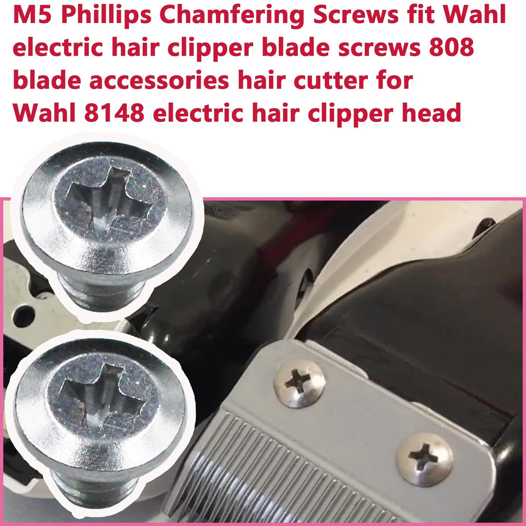 M5 Phillips Chamfering Screws fit Wahl Electric Hair Clipper Blade Screws 808 Blade Accessories Hair Cutter for Wahl 8148 Electric Hair Clipper Head (4 Pcs Gold)