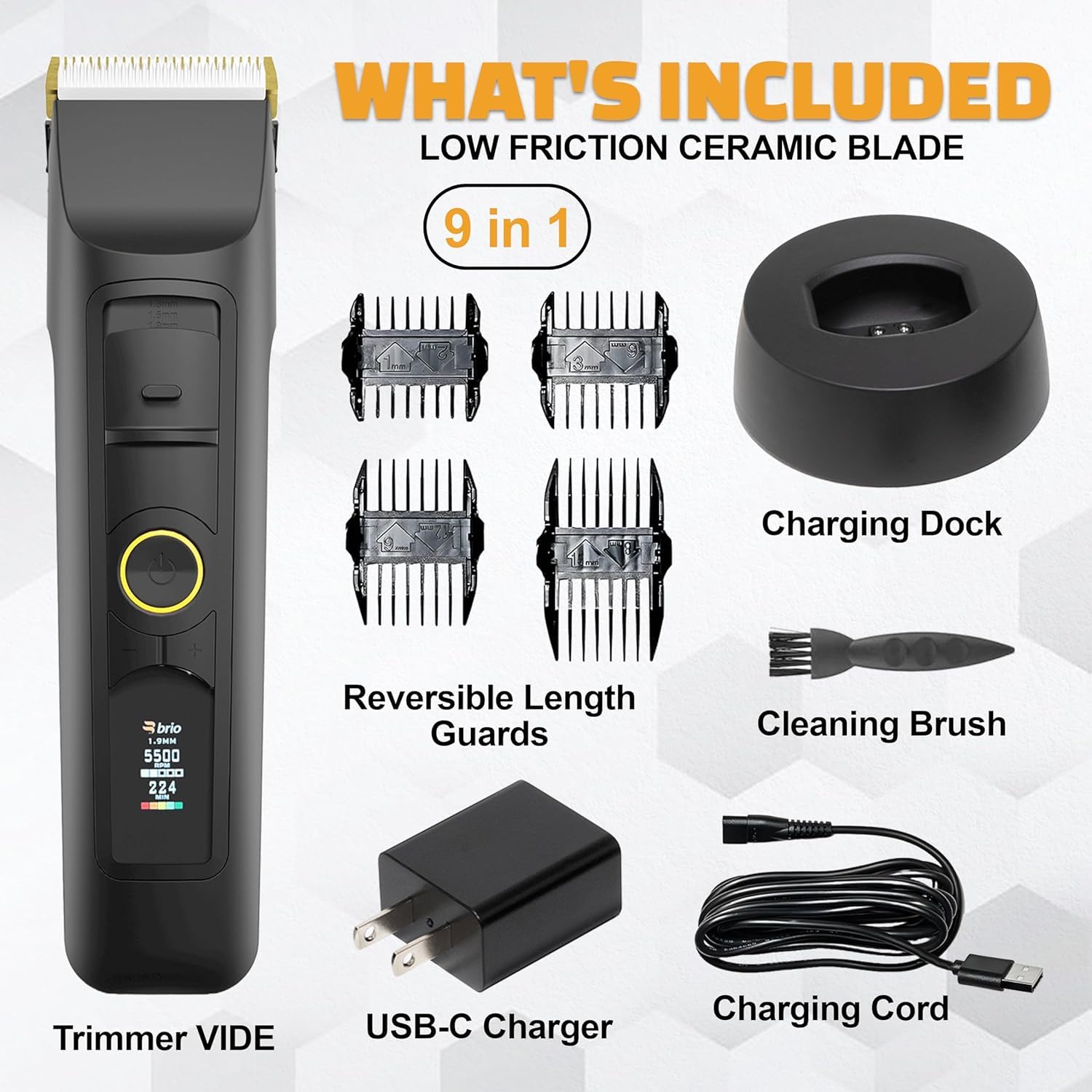 Brio Beardscape V2 Black Bundled with Zero Blade & Body Blade, Featuring Adjustable Ceramic Blade & Length Guards, a Complete Kit for All Your Grooming Needs