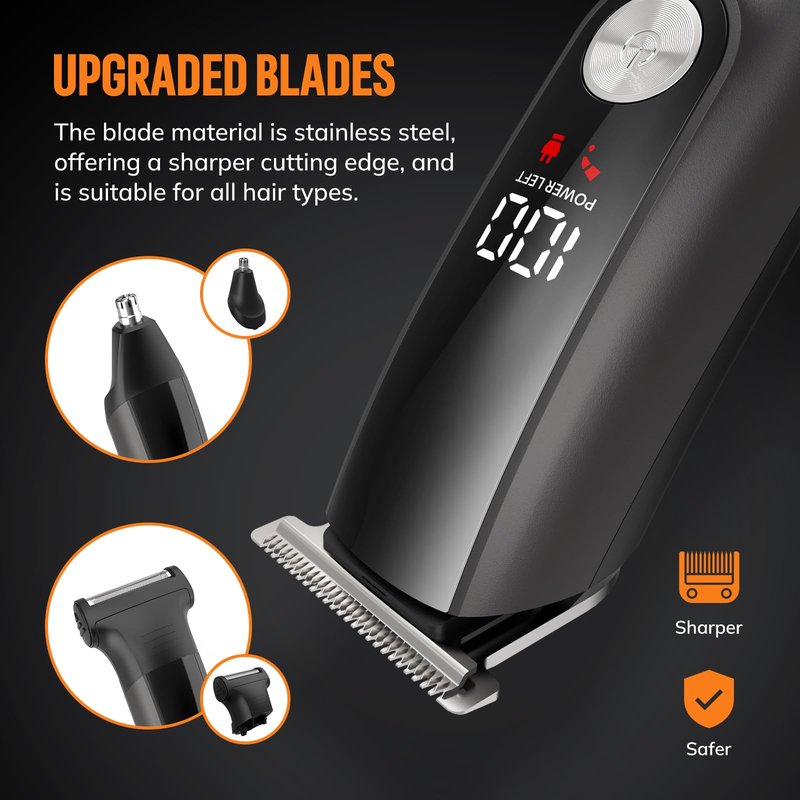 Ynasen Beard Trimmer for Men Hair Clippers - 6 in 1 Professional Grooming Kit Cordless Hair Clipper Trimmers Set Waterproof,Electric Shaver Razor for Face Nose Body Mustache