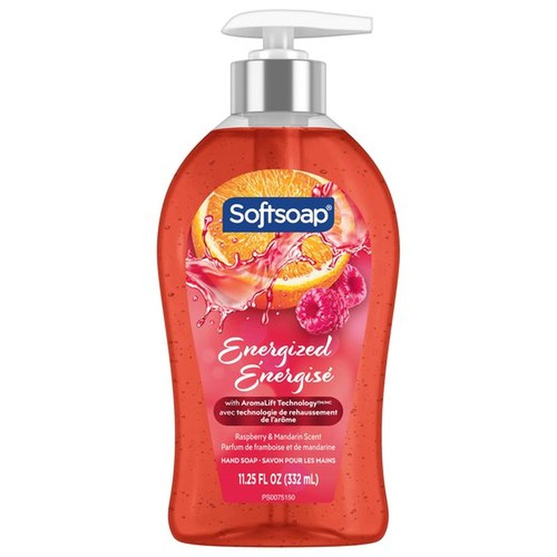 Softsoap Energized Liquid Hand Soap, Paraben Free, pH Balanced, Raspberry and Mandarin Scent, 11.25 fl oz Pump Bottle, 6 pack