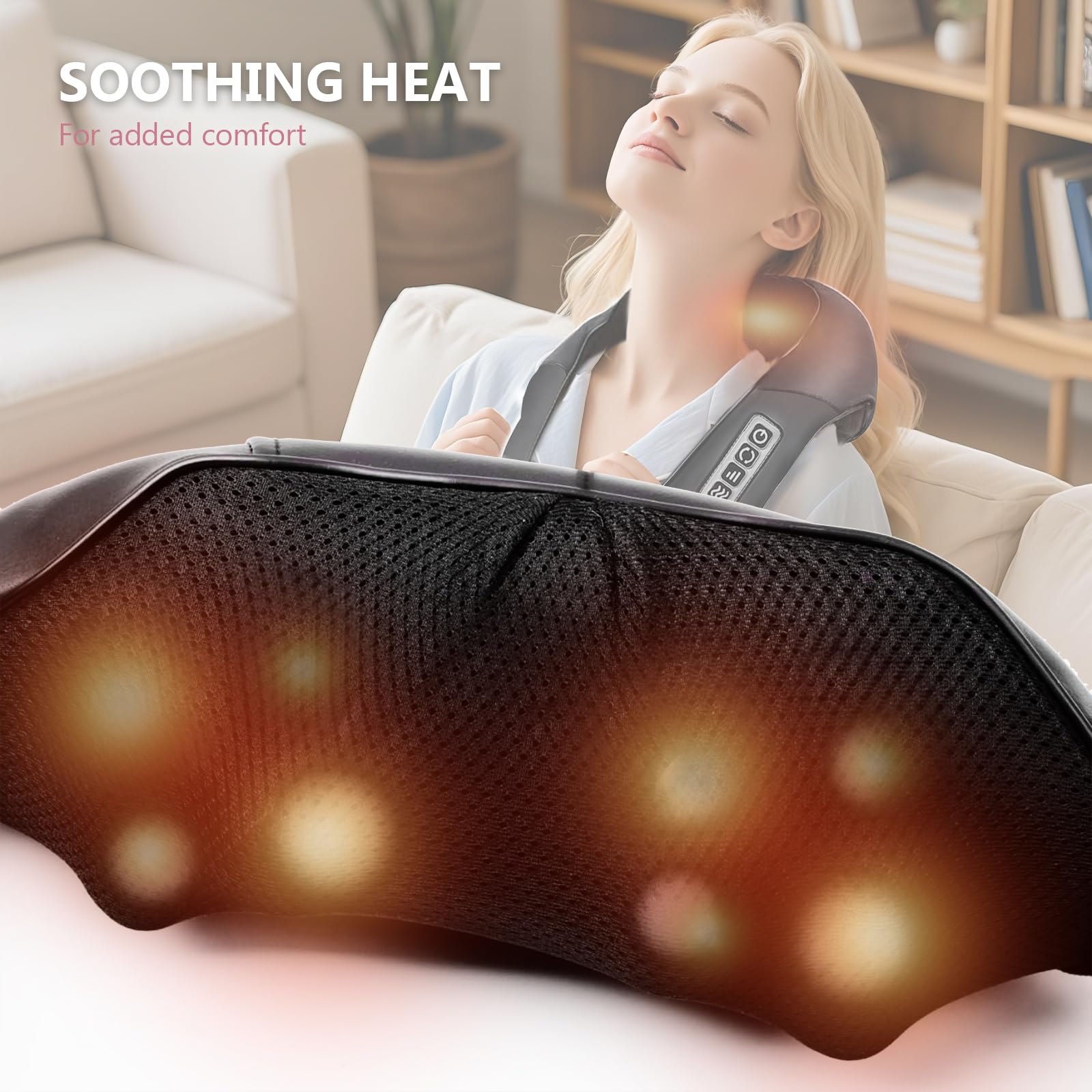 LAJCAEN Shiatsu Back and Neck Massager with Heat, Back Massager for Pain Relief deep Tissue Electric 3D Kneading Massage Pillow for Shoulder Leg Body Muscle, Best Gifts for Women Men