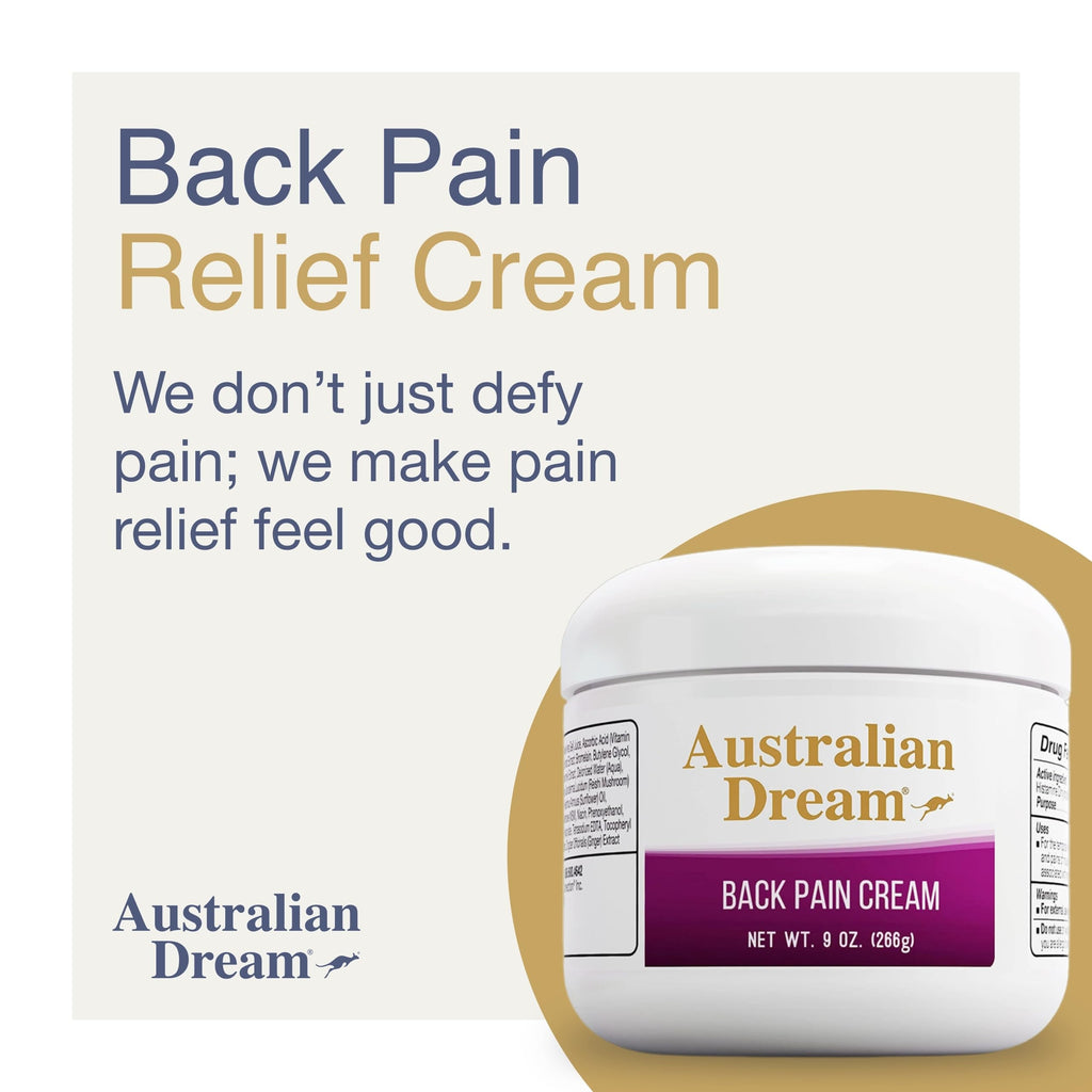 Australian Dream Back Pain Cream - Soothing, Non-Greasy Muscle Pain Relief Cream - Good for Neck, Back, Body, or Muscle Aches - 9 oz Jar