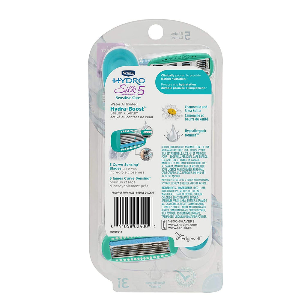 Schick Hydro Silk Disposable Razors for Women, 3 Count (Pack of 2)