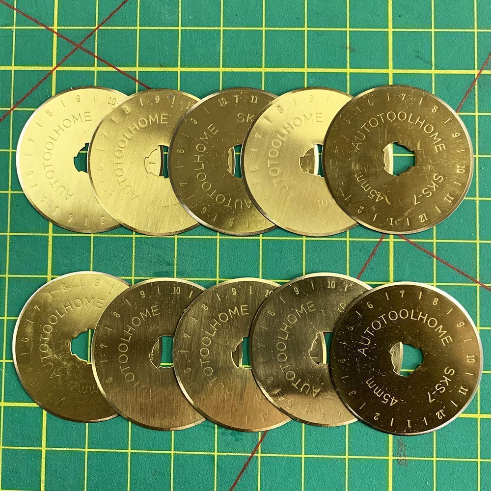 Titanium Rotary Cutter Blades 45mm 10 Pack Replacement Blades for Fabric