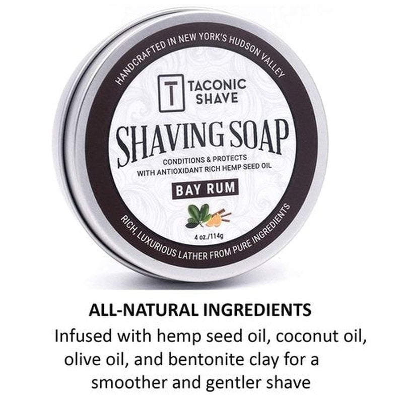 Taconic Shave Bay Rum Scent Shaving Soap - Barbershop Quality Lather with Coconut & Olive Oils - Classic Wet Shave Made in USA
