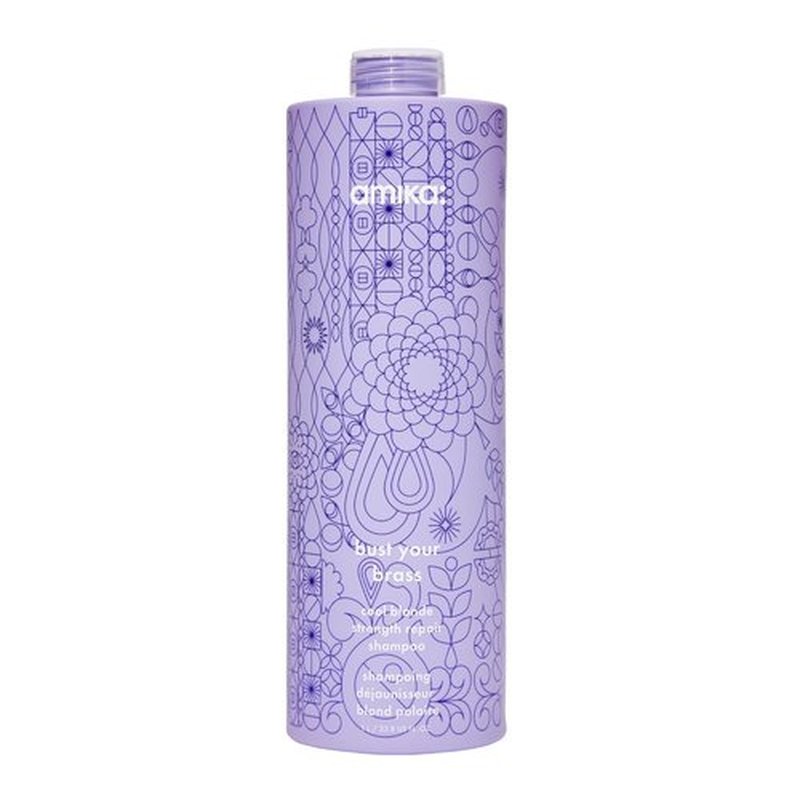 Amika Bust Your Brass Cool Blonde Shampoo - Strength Repair Formula for Radiant Hair