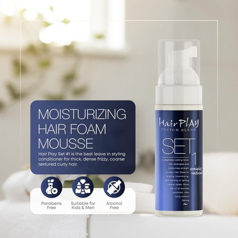 Hair Play Set | Light Hold Hair Foam Mousse for Frizz Control - Travel Size 2 Fl Oz