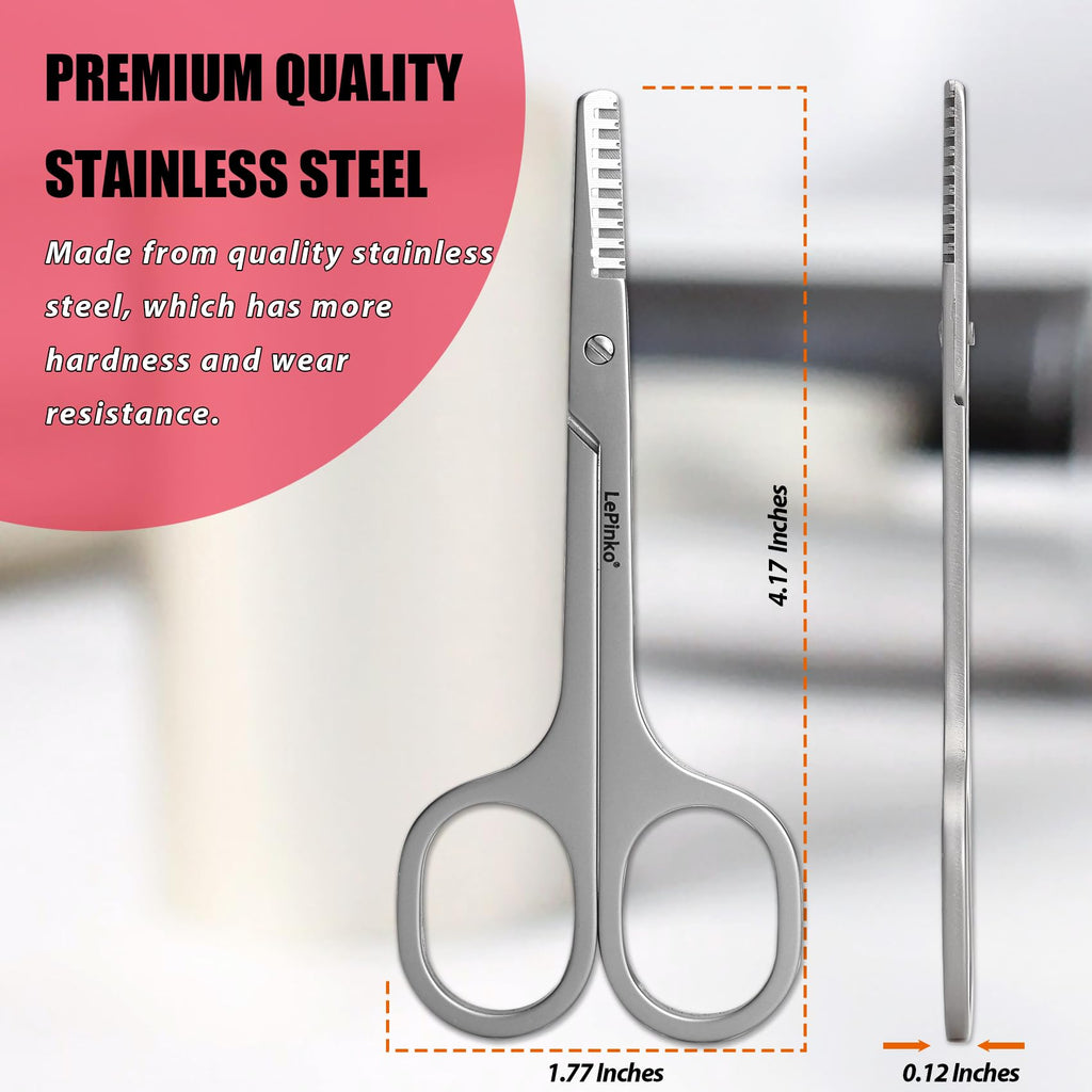 Facial Hair Thinning Scissors, V Teeth, Stainless Steel Gray