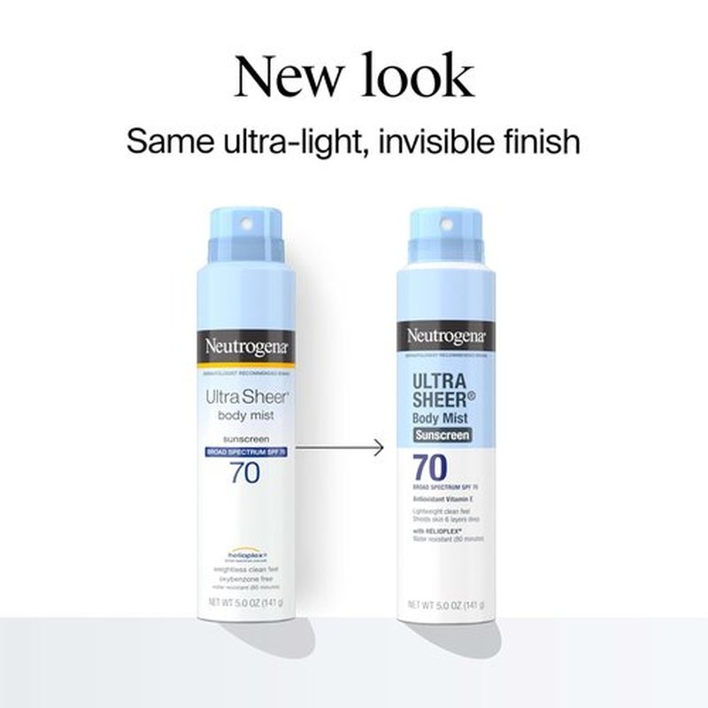 Neutrogena Ultra Sheer Sunscreen Spray - Broad Spectrum SPF 70, Lightweight & Water Resistant, 5 oz, Pack of 3