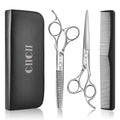CIICII Hair Cutting Scissors Shears Kit, 6.7″ Barber Scissors Set (Silver)