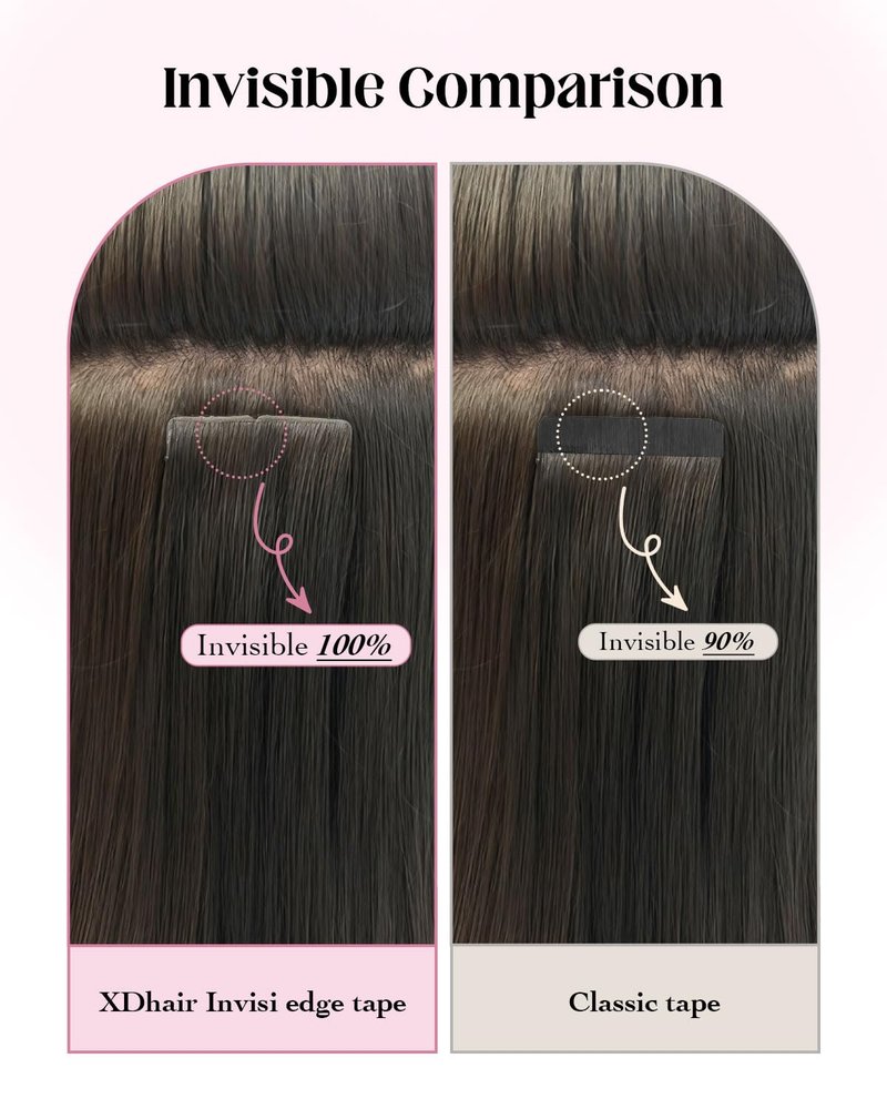 XDhair Invisible Tape in Hair Extensions 20pcs 50g Walnut Brown to Ash Brown and Golden Blonde Seamless Injected Tape ins Human Hair Extensions 18 Inch #3/8/22