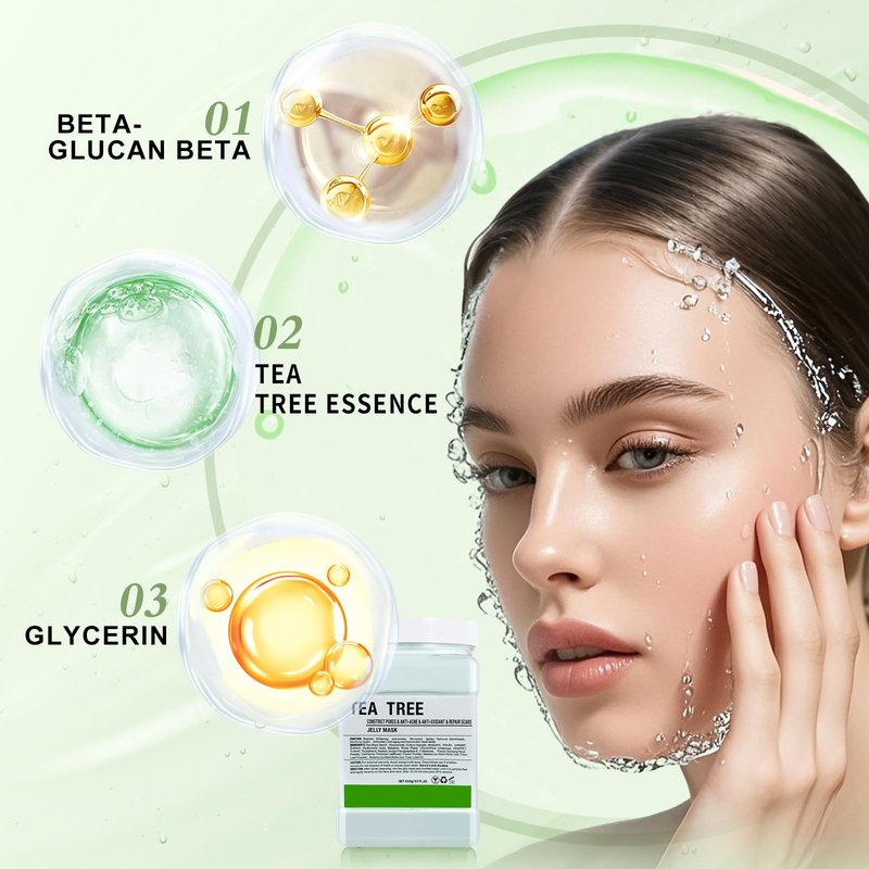 LUCKY CAT Jelly Mask for Facials Professional, Hydrating & Moisturizing Peel-Off Gel Jelly Face Mask Skin Care for Deep Hydration & Glow, Professional Spa Use for All Skin Types 23 Fl Oz (Tea Tree)