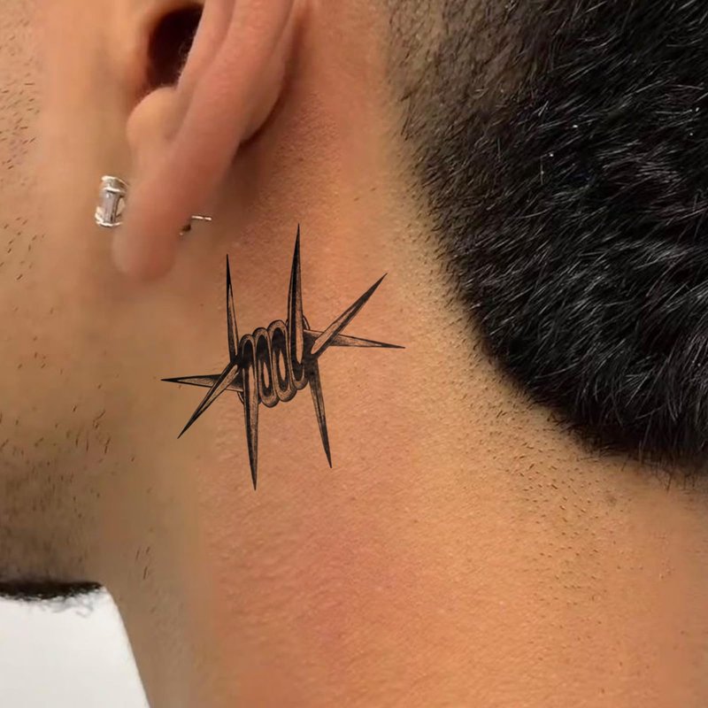UBICA Semi Permanent Tattoos, 2 Sheets Tiny Realistic Temporary Tattoos for Men Hand Fingers, Fake Tattoo for Party, Waterproof No Reflective, Lasts 2 Weeks (Barbed Wire & Bat Cross Designs)