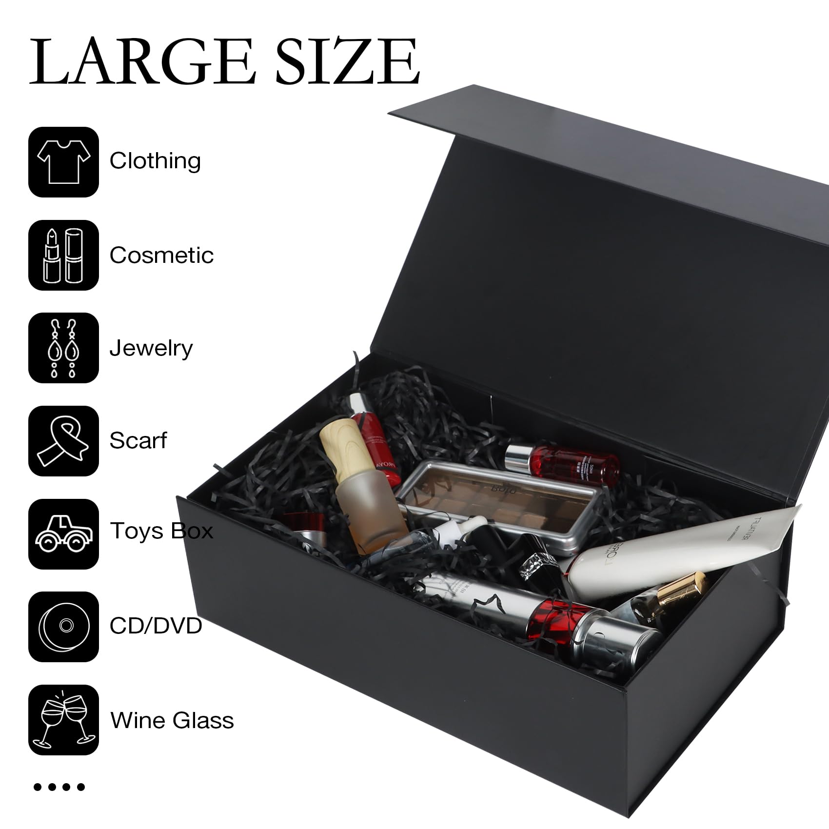 LFBOX Black Gift Box with Magnetic Lids 5 Pack