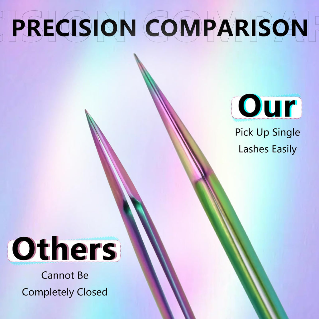 Fiber Tip Tweezers for Lash Extensions Precision Eyelash Isolation, Industrial Tweezers for Crafting,Soldering, Laboratory Work, Jewelry-Making Non-Slip Grip Stainless Steel by EMEDA(Needle)