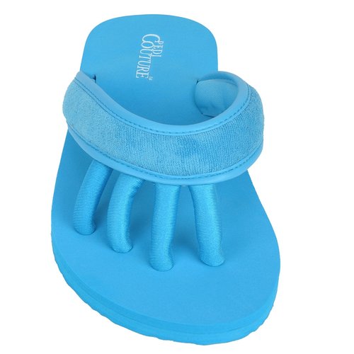 Pedi Couture Pedicure Sandals with Built In Toe Separators for Women - Comfortable Spa Style Flip Flops for Home, Salon, Yoga & Gym Use - Ideal for Nail Drying & Foot Wellness, (Turquoise-Large)