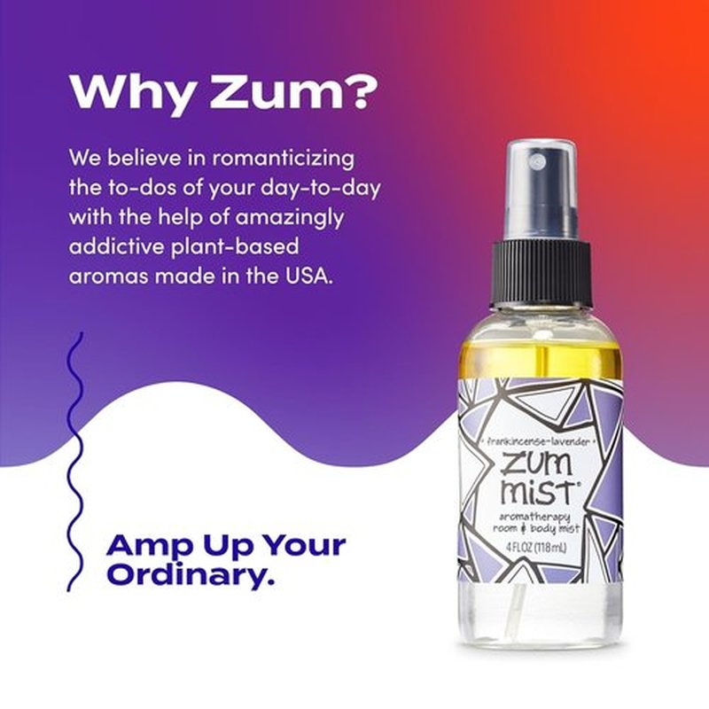 Indigo Wild Zum Mist Room & Body Spray - Aromatherapy Essential Oil - Frankincense-Lavender Scent | 4 Fl Oz