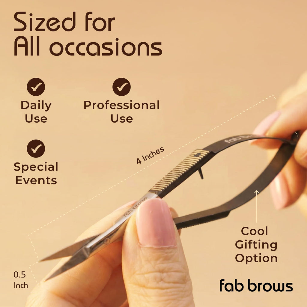 Soft Grip Eyebrow Trimmers | Brow Scissors for Women and Men | Precise & Sharp | Stainless Steel Tip Beauty Scissors | Eyebrow Grooming & Shaping | Brow Care | Eyelashes, Beard, & Nose Hair Trimmer