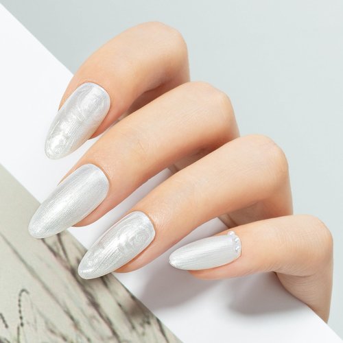 MAYCHAO Pearl Gel Nail Polish, 15ML Pearlescent Shell Shimmer Mermaid White Gel Polish Swirl Thread Effect Soak Off UV LED Lamp Curing for Nail Art Manicure Salon DIY at Home, 0.5 OZ
