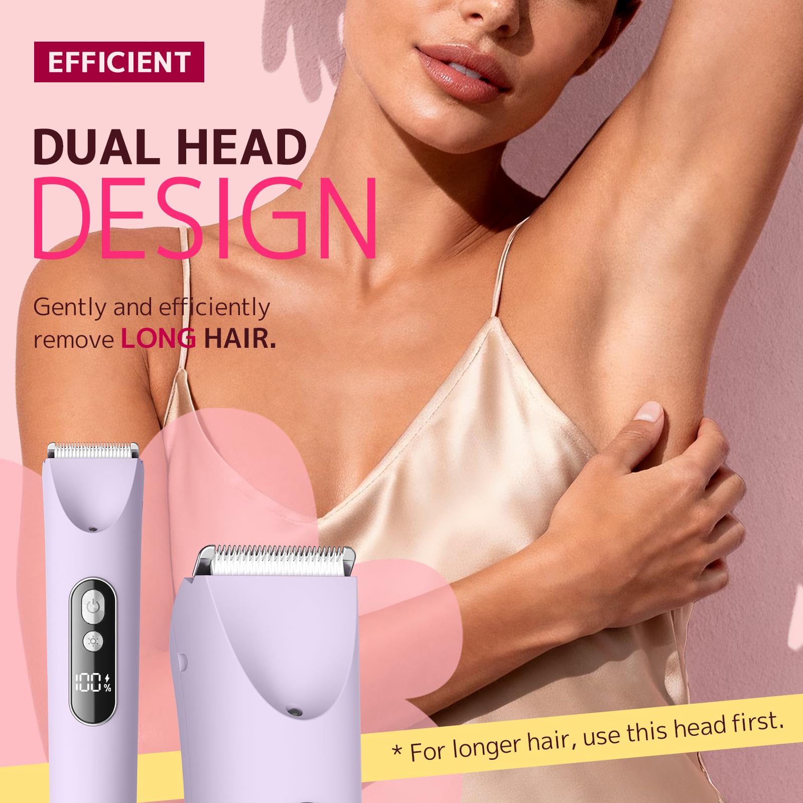 CoolHair Bikini Trimmer for Women,Smooth Electric Razor for Sensitive Skin, IPX7 Waterproof Wet & Dry Cordless Body Shaver & Grooming Set for Bikini Area, Pubic Hair, Face, Underarms & Legs(Purple)