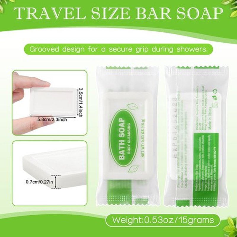 HOIQIRY Mini Travel Size Bar Soap Bulk - Pack of 25,Individually Wrapped 0.53 oz/15 grams Small Disposable Hotel Soap Bars for Vacation,Camping,Guest,Homeless,Charity,Church