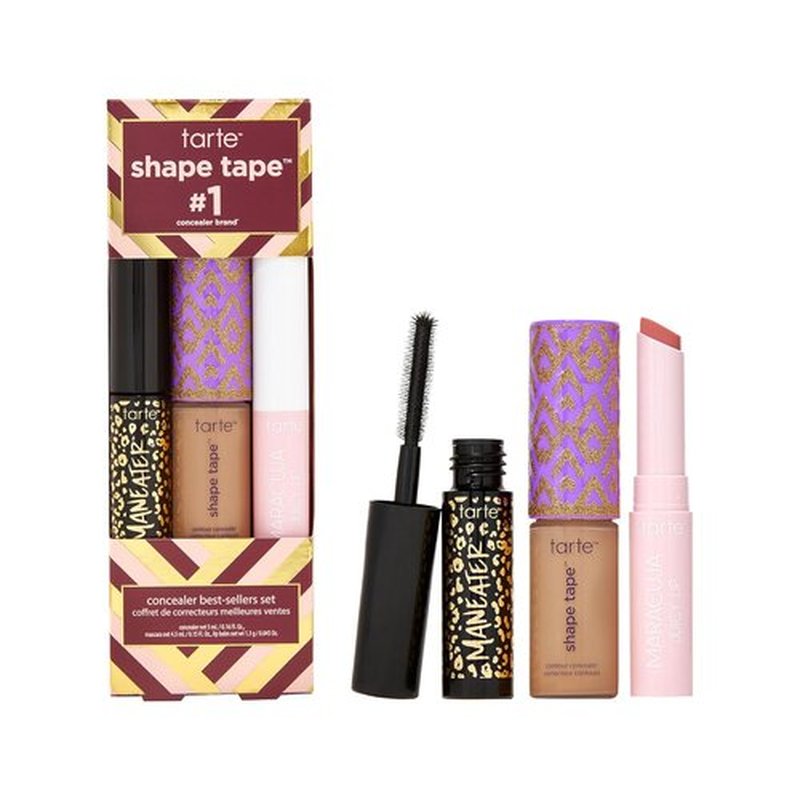 Tarte Shape Tape Best-Sellers Set - Shape Tape Concealer, Hydrating Lip Gloss Balm & Mascara for Volume and Length