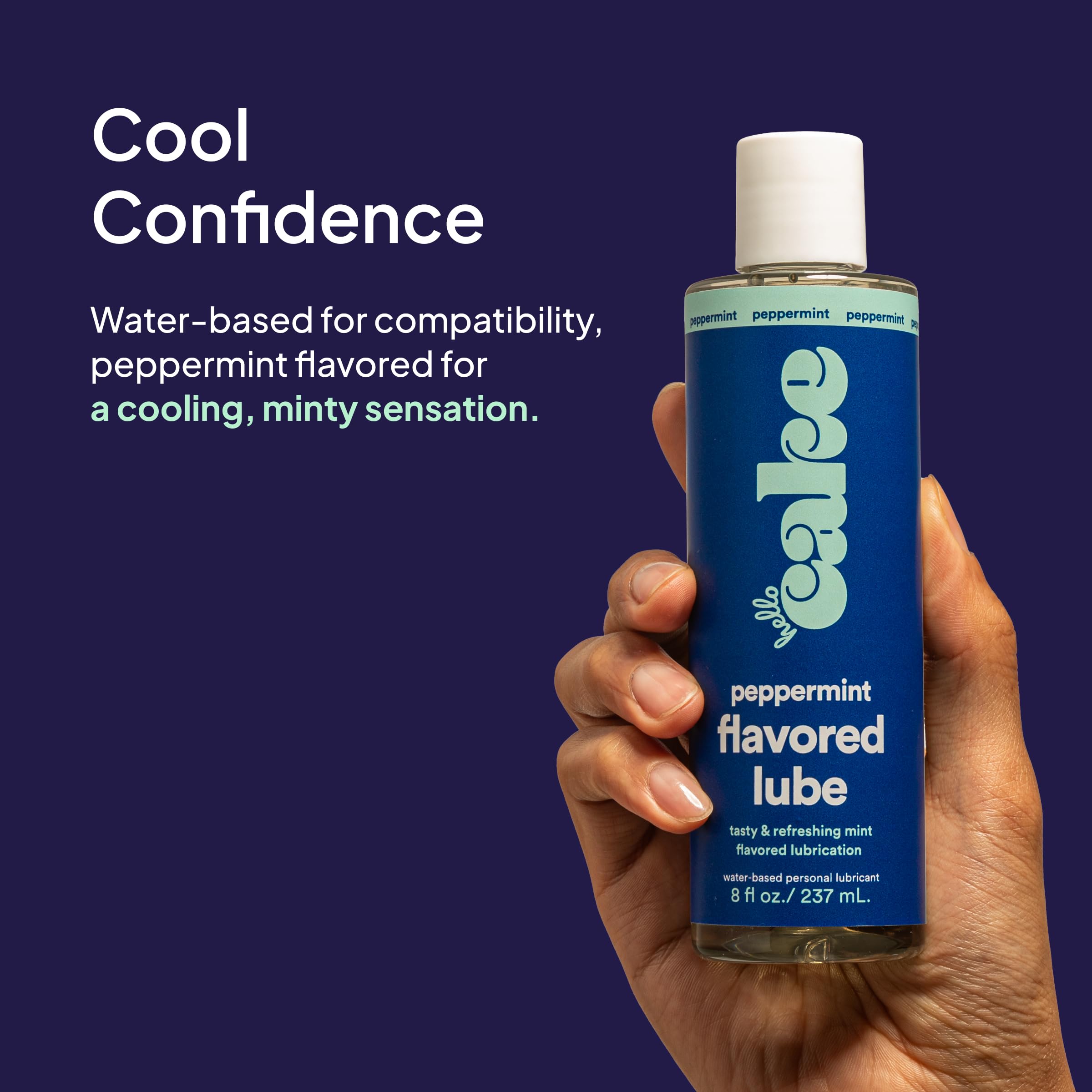 Hello Cake Peppermint Flavored Lube - Water-Based Personal Lubricant - Vegan, Sugar-Free, Gluten-Free - Easy Clean-Up - for Men, Women, and Couples, 8 fl oz