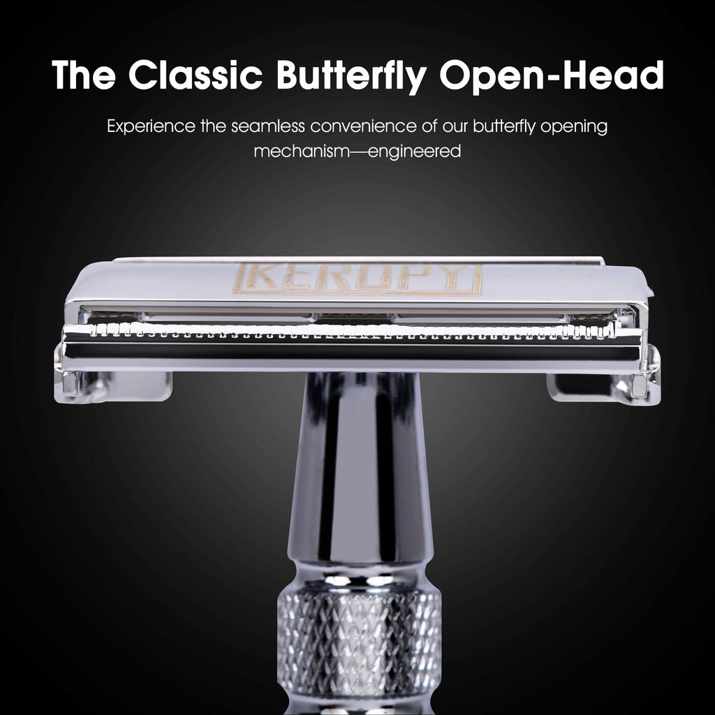 Double Edge Safety Razor with 10 Disposable Blades - Single blade double edge razor for men - Metal razor with Long Handle for close shave - Classic Clean Shave Single blade razor