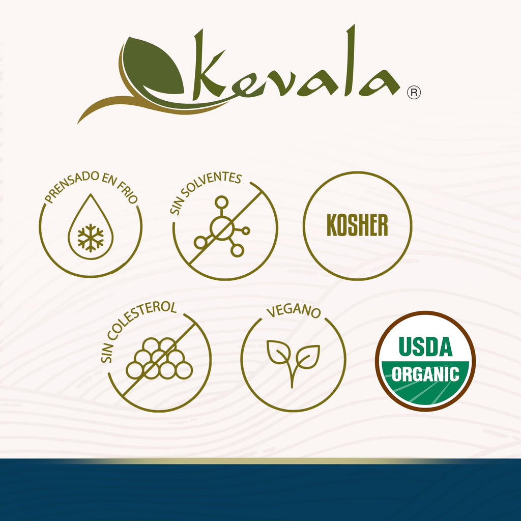 Kevala Organic Extra Virgin Sesame Oil – 64 fl oz, 1/2 gal, Good in Body Care and Hair Care, High Smoke Point Vegetable Oil for Cooking, Frying, and Baking, Made with Organic Sesame Seeds, Kosher