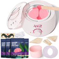 Anruz Waxing Kit for Women Men, 500ML Wax Warmer Kit with Silicone Bowl, 4 Bags Hard Wax Beads and 40 Sticks, Hair Removal Wax Kit for Brazilian Bikini, Face, Eyebrow, Nose, Sensitive Skin, Pink