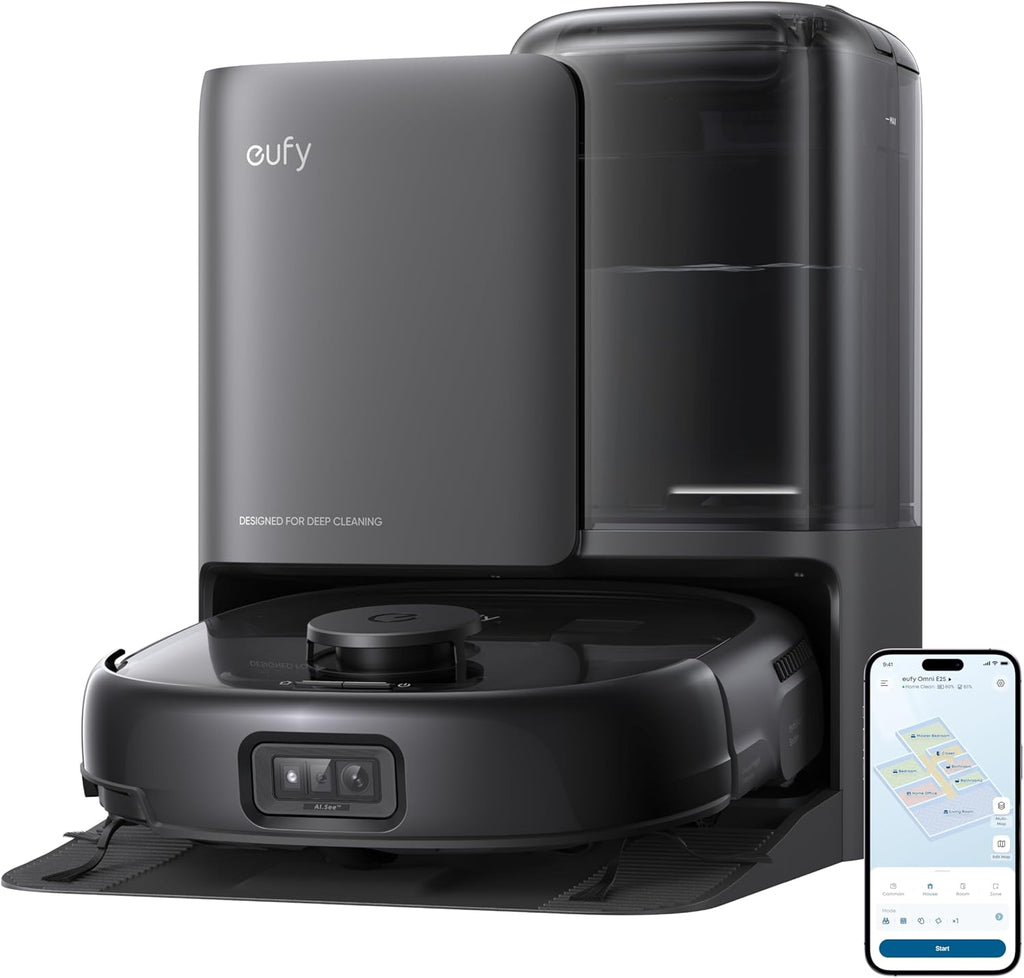 Eufy Robot Vacuum E25 - 20,000 Pa Suction & HydroJet Mop Combo | Edge-to-Corner Cleaning, AI Obstacle Avoidance