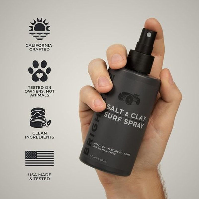 Brightside Salt & Clay Surf Spray - Instant Volume & Texture for Thicker Hair - 3oz Travel Size, Alcohol-Free