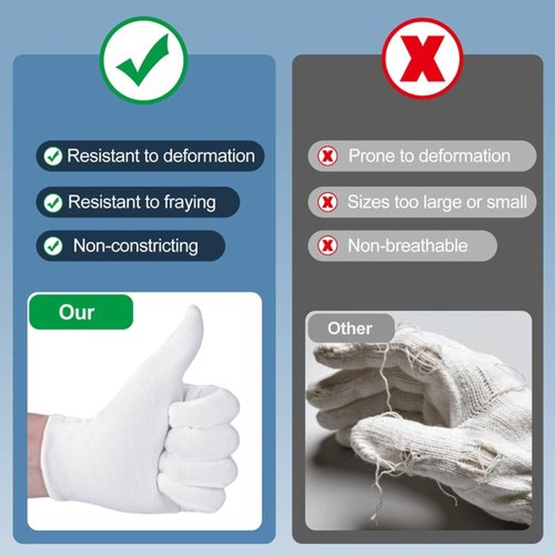42-Pack White Cotton Gloves, for Dry Hands Sleeping Eczema Care and Night-Time Moisturising, Unisex Soft Sleep Elastic SPA Glove Set, Jewellery Inspection, Arts Crafts, Wedding, Halloween Costumes