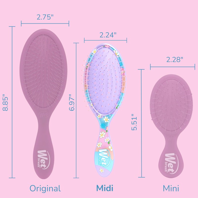 Wet Brush Bluey & Bingo Kids Midi Hair Brush, Smaller Size For Little Hands, Soft Bristles Detangle Knots With Ease, Ergonomic Handle, For All Hair Types, Limited Edition, Purple