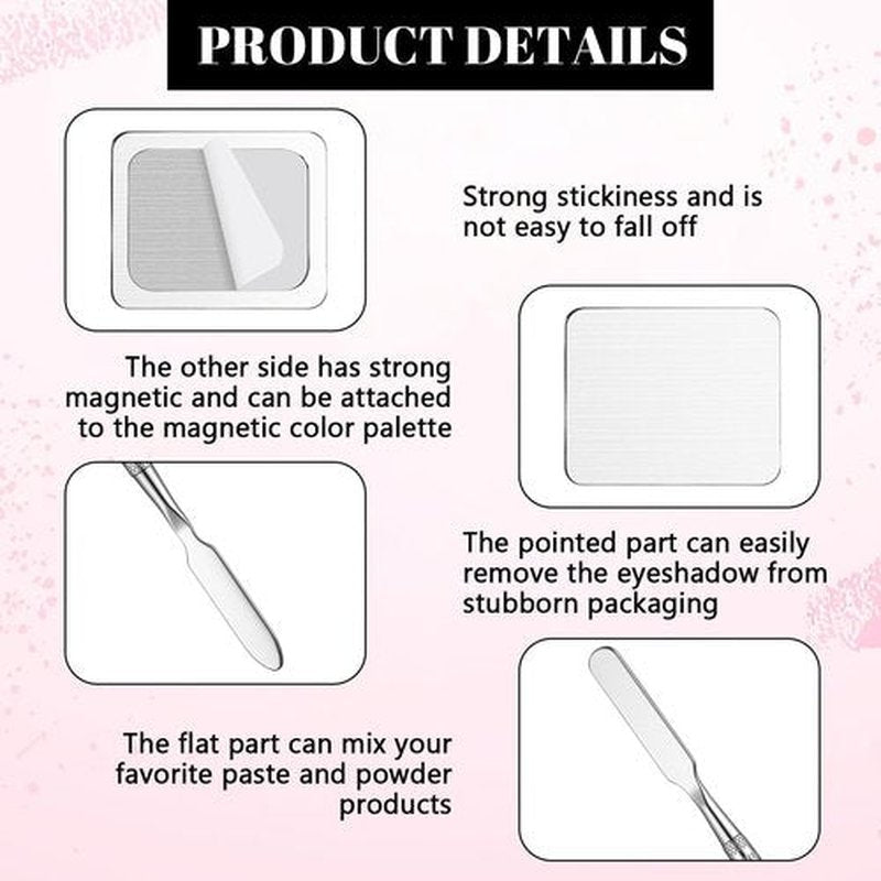 Sumind 101 Pack Metal Stickers for Eyeshadow Palette Set, Includes 1 Makeup Depotting Tool, Adhesive Empty Metal Makeup Colorful Palette Stickers(100 Pcs Square)