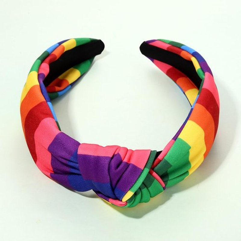 PHALIN Rainbow Headband for Women LGBTQ Heart Flag Pride Headbands Rainbow Stripe Wide Top Knot Headband Hair Accessories Pride Month Party Favors Gifts