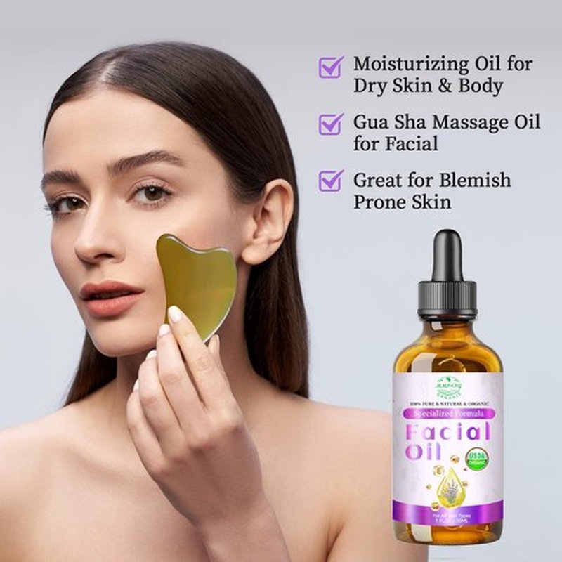 MMPANG Organic Face Oil with Lavender, Rosehip, Frankincense, Pomegranate & Vitamin E - USDA Certified Cold Pressed 100% Natural Anti-Aging Facial Oil for Moisturizing, Brightening - 1oz / 30ml