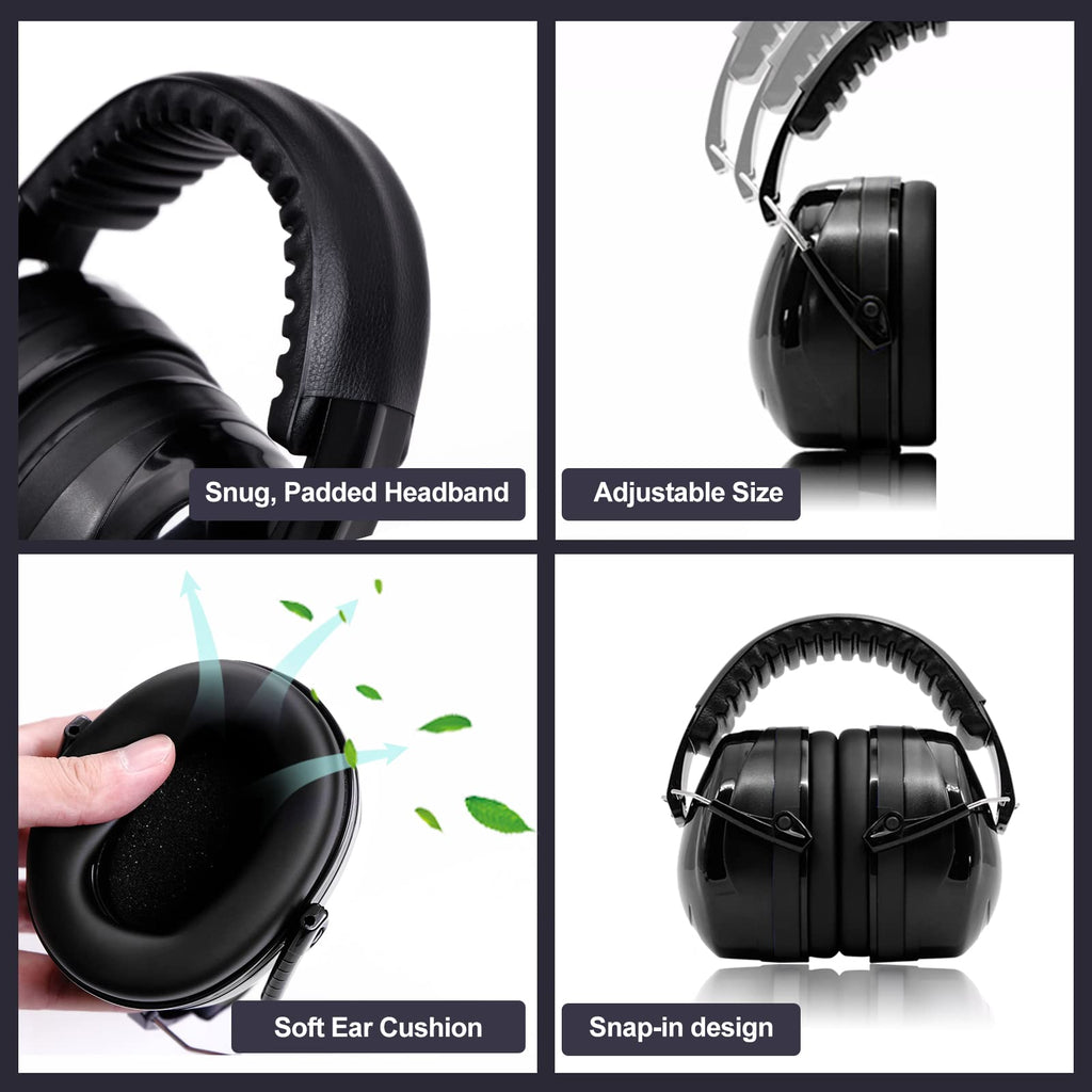 Gun Range Ear Protection Shooting Ear Protection Ear Muffs for Shooting Range Including High-Performance Earmuffs, Range Eye Protection-Gun Safety Glasses,Earplugs,Hard Storage Carrying Case-Black