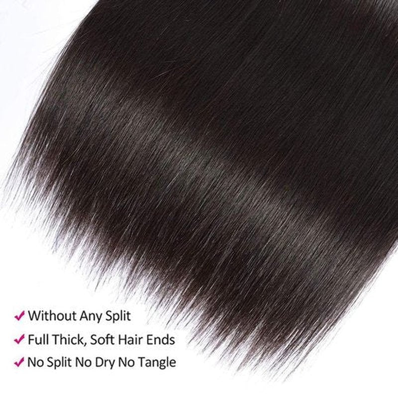 Straight Human Hair Bundles 100% Unprocessed 12A Brazilian Virgin Hair 14 14 14 Inch Straight Bundles Human Hair Double Weft 3 Bundles Straight Weave Natural Black