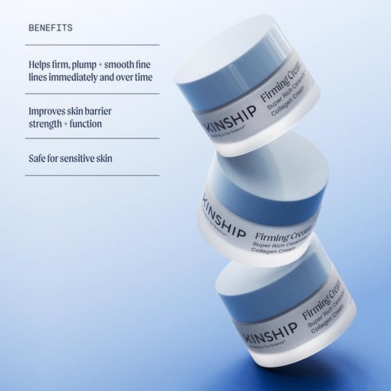 Kinship Super Rich Collagen + Ceramide Firming Cream | Anti Aging, Hydrating Face Moisturizer for Sensitive Skin | Wrinkle Cream - Smooth Fine Lines | Synthetic Fragrance-Free | Derm Approved, (1.7oz)