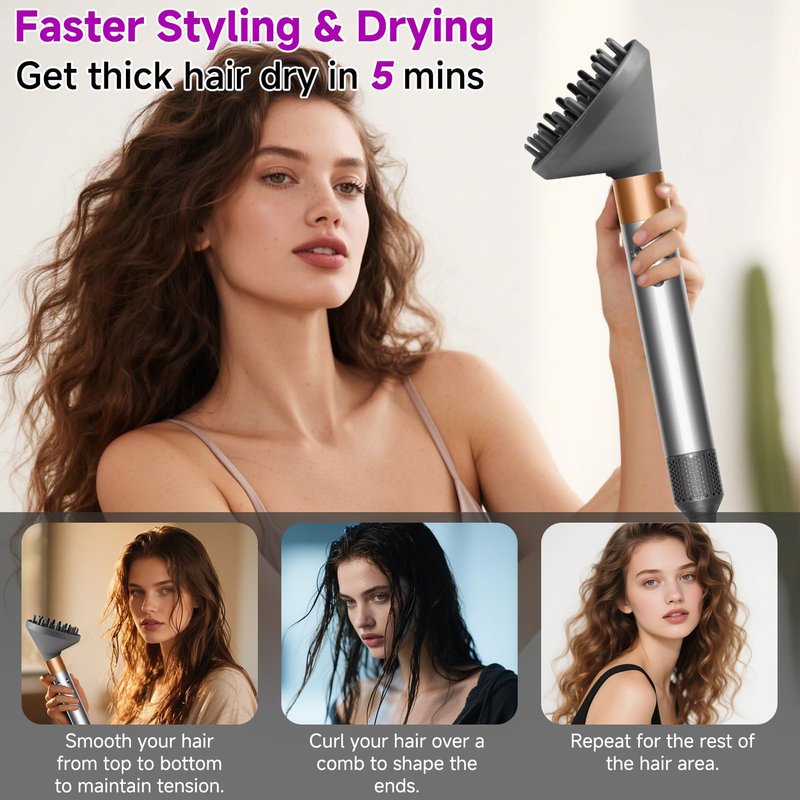 Upgraded Large Diffuser Attachment for Dy-son Airwrap Styler HS01, HS05, HS08, Converts to Hair Dryer, Fast Drying Wave & Curly & Thick, Heat Resistant Nylon Fiber Nozzle Attachments
