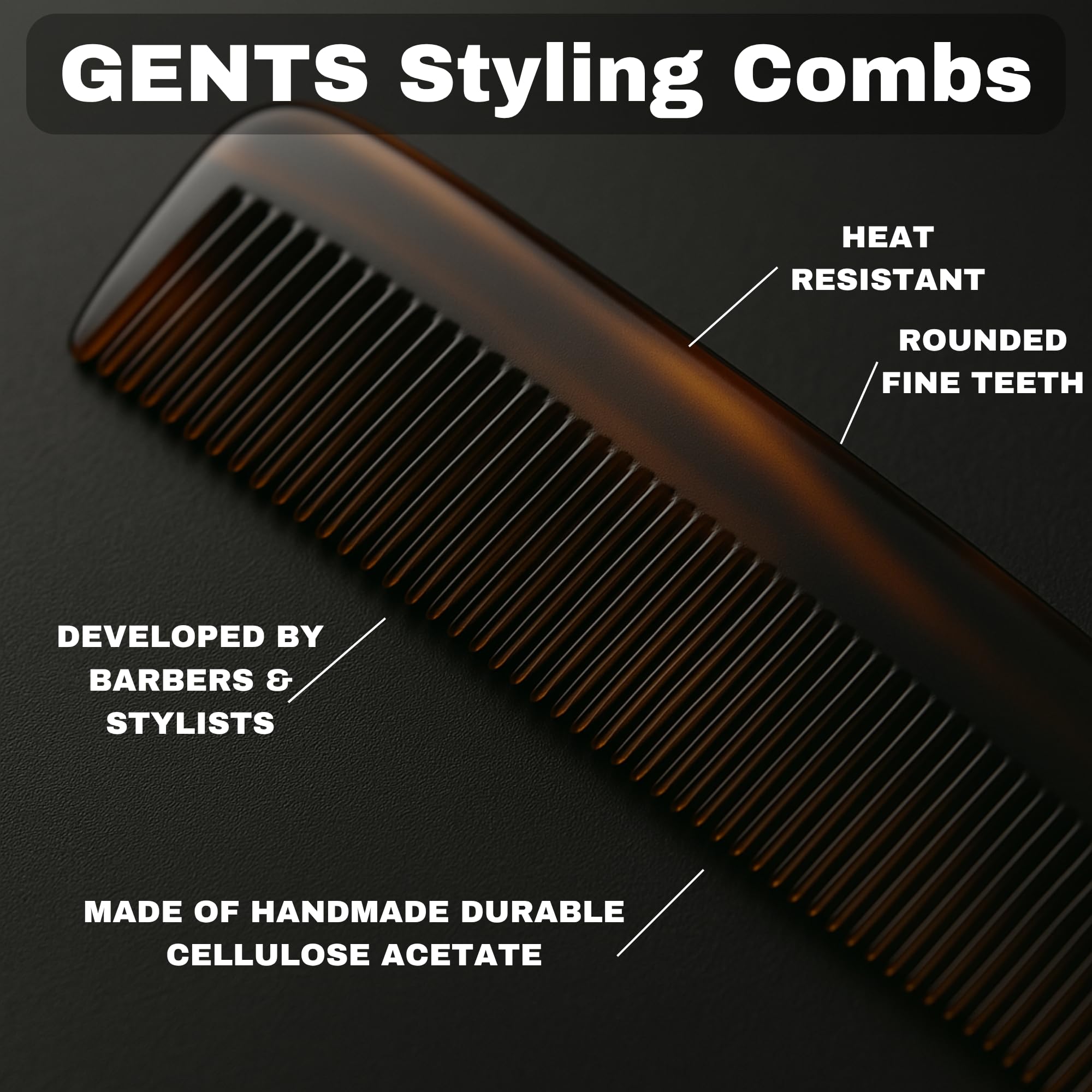 G.B.S GENTS Unscented Mustache Wax Grooming Kit – Extra Strong Hold Wax Tin, 5” Tortoise Shell Cellulose Acetate Comb & Mini Mustache Beard Pocket Comb – Handmade Anti-Static Styling Set for Men
