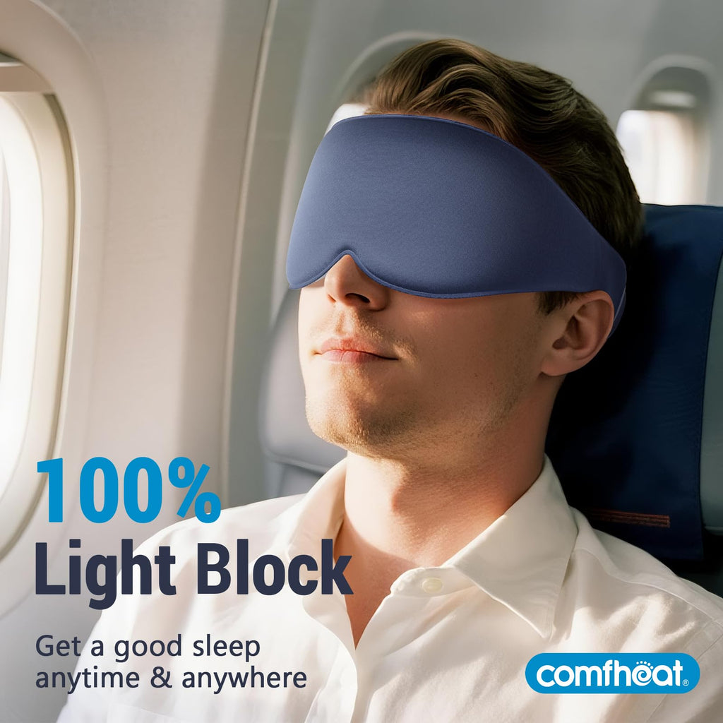 Comfheat 3D Cooling Sleep Mask Blackout Gel Eye Mask for Cold Hot Compress, Cooling Weighted Eye Mask for Sleeping, Zero Eye Pressure, Ice Cold Pack, Cold Compress for Puffy Eyes