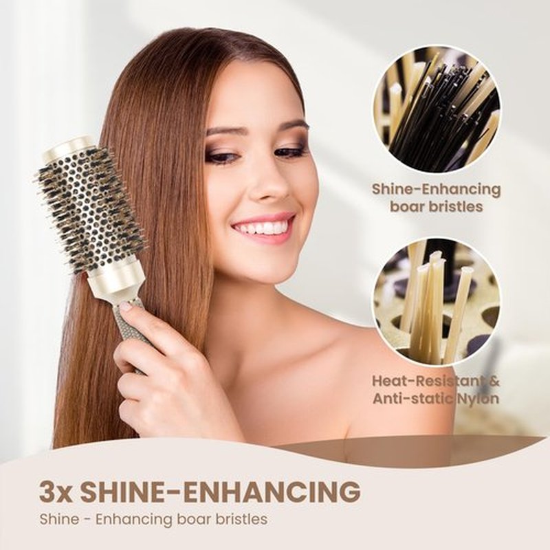 AIMIKE Round Hair Brush - Medium Nano Thermal Ceramic Brush for Blow Drying & Styling | 2.9-Inch Barrel with Boar Bristles